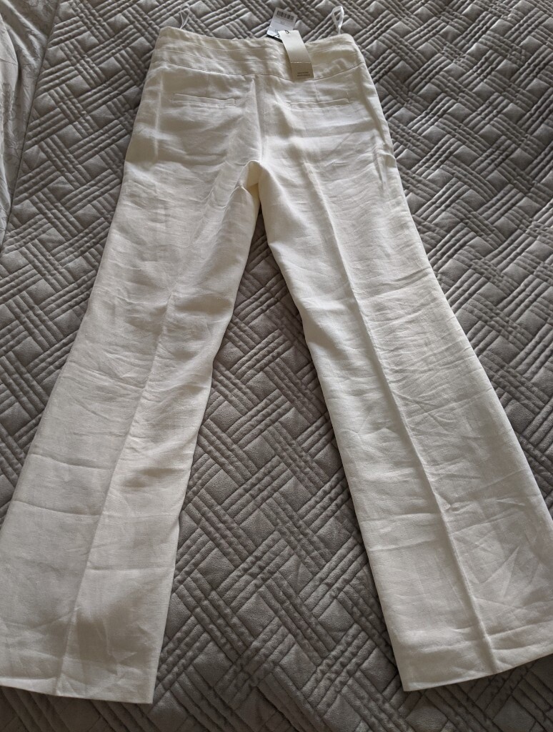 Next white linen wide leg trousers sz8 